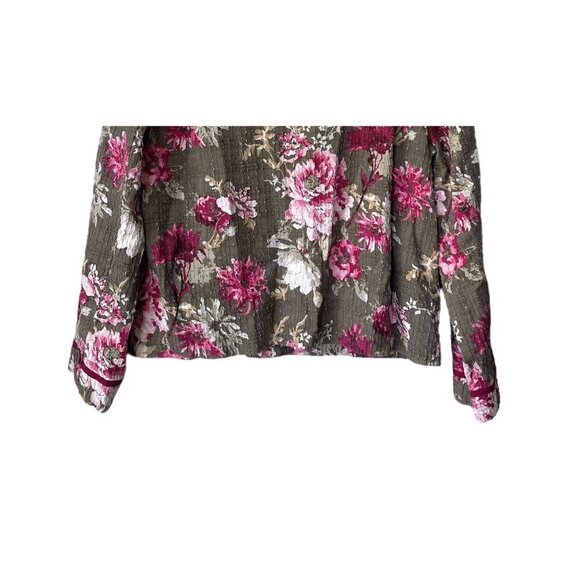 J. Jill Floral Jacket Size L Cotton Spring Lightweight Lagenlook Easter Green - Picture 6 of 8